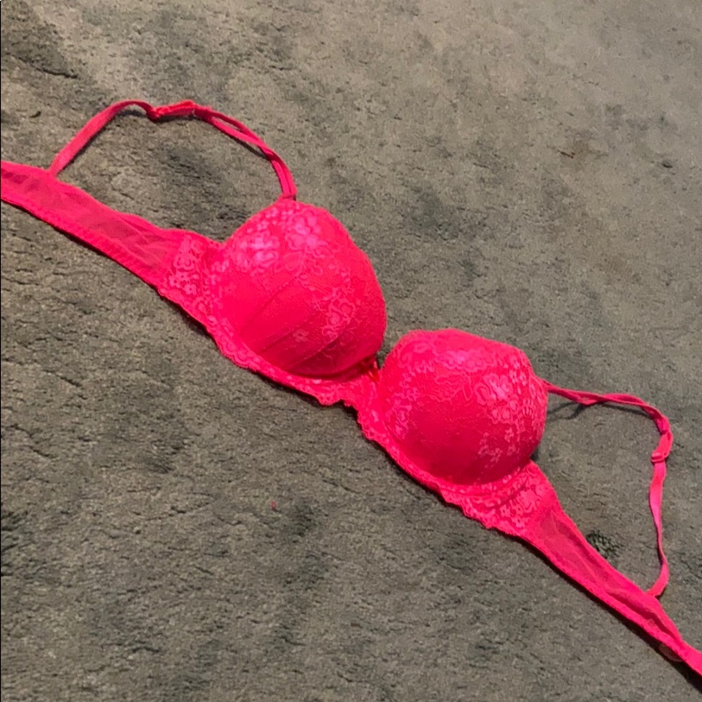 Hot Pink Lace Floral Bra